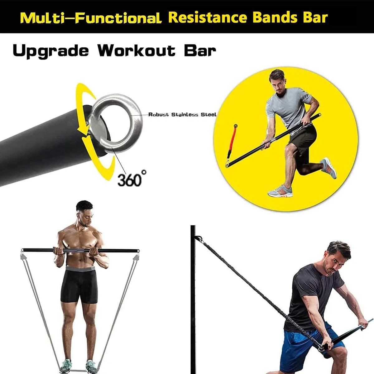 Workout Bar Resistance Bands Set