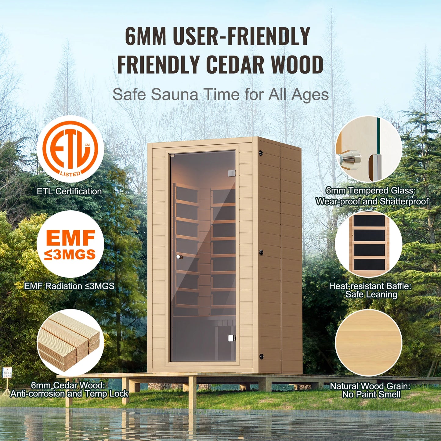 Far Infrared Hemlock Wood Home Sauna