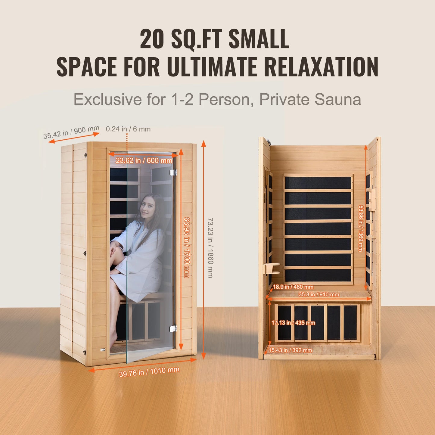 Far Infrared Hemlock Wood Home Sauna