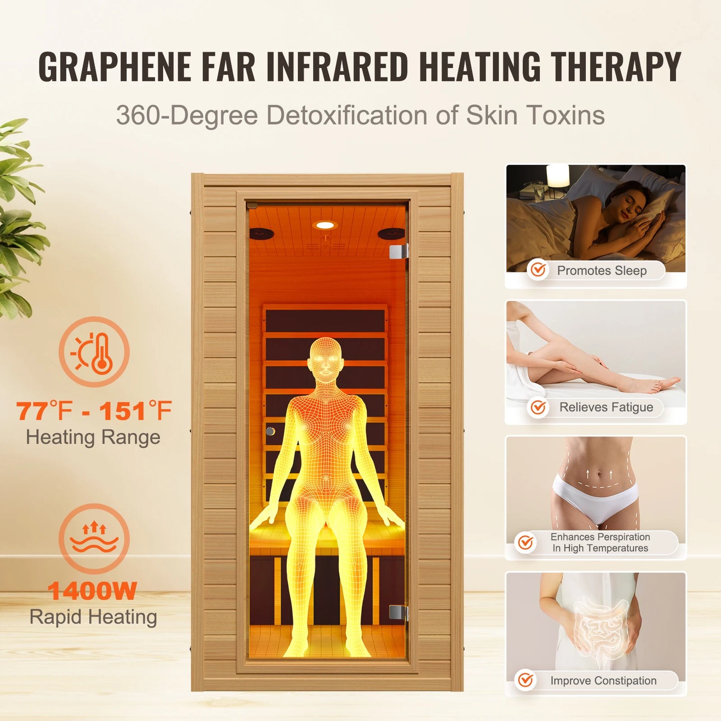 Far Infrared Hemlock Wood Home Sauna