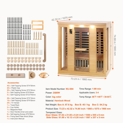 Far Infrared Hemlock Wood Home Sauna
